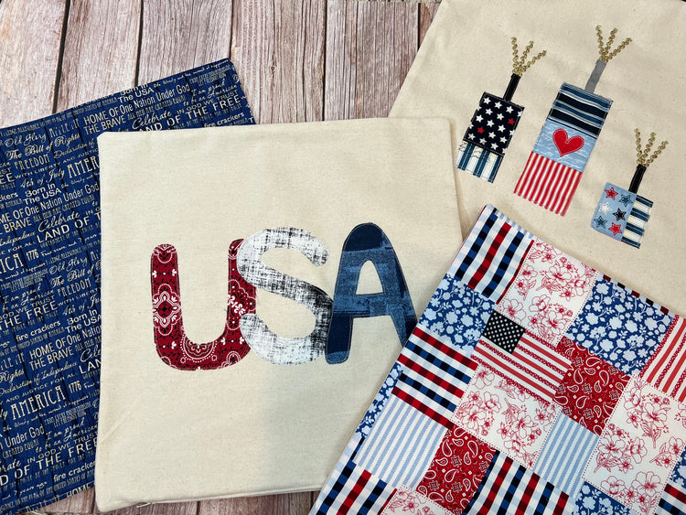 Patriotic Pillow Cover - Patchwork