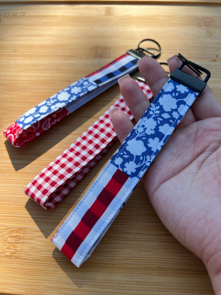 Patriotic Fabric Wristlet Keychain