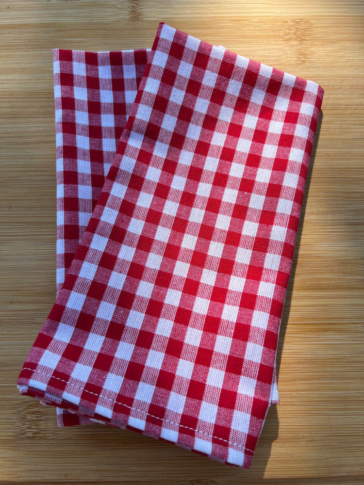 Red, White and Plaid Handmade Cotton Napkins
