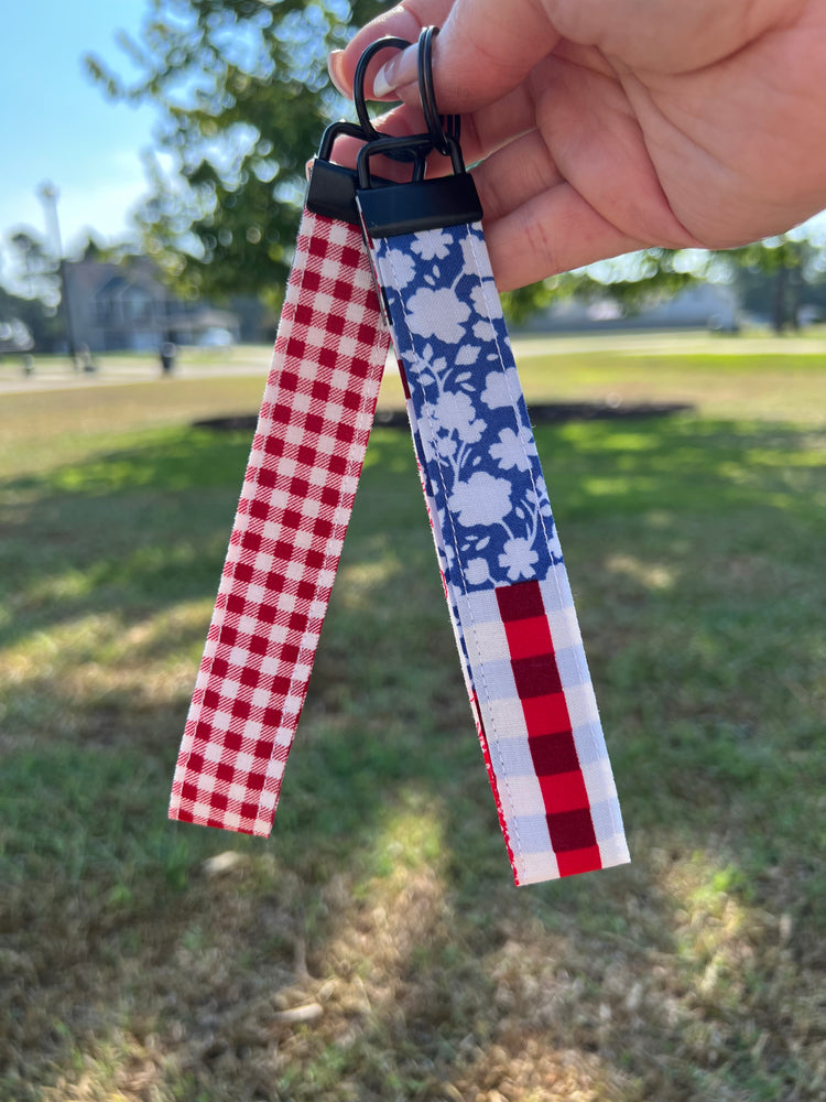 Patriotic Fabric Wristlet Keychain