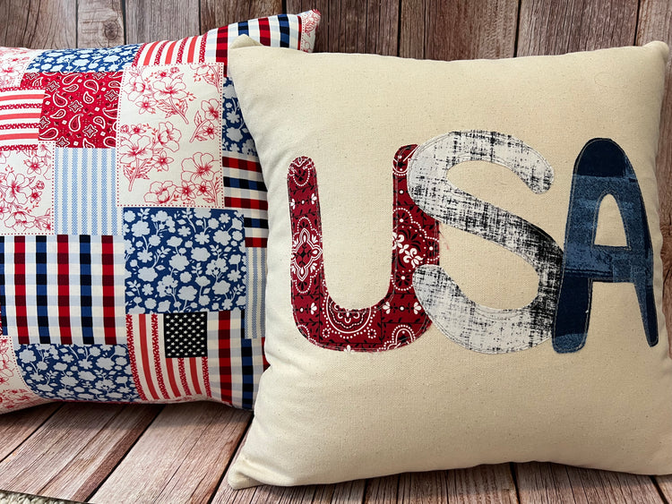 Patriotic Pillow Cover - Patchwork