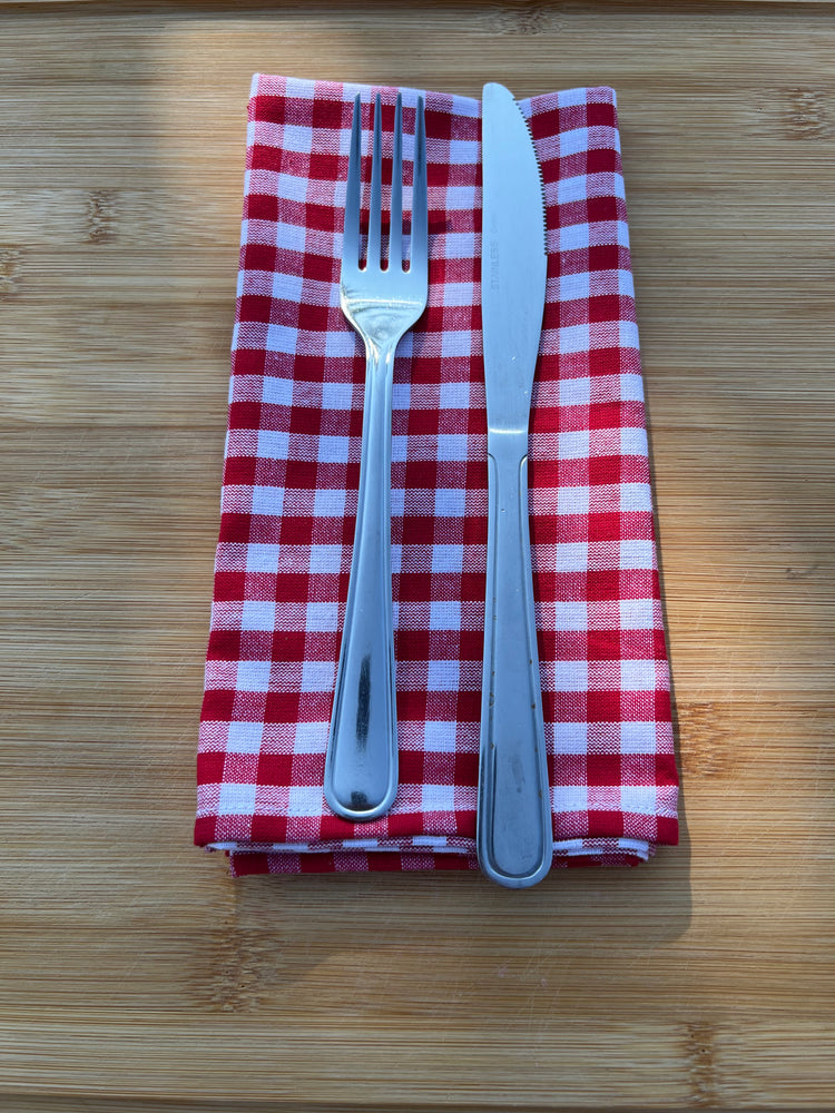Red, White and Plaid Handmade Cotton Napkins