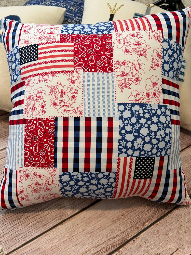 Patriotic Pillow Cover - Patchwork