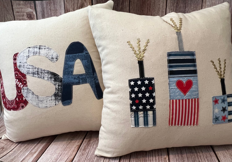 Patriotic Pillow Cover - Firecrackers