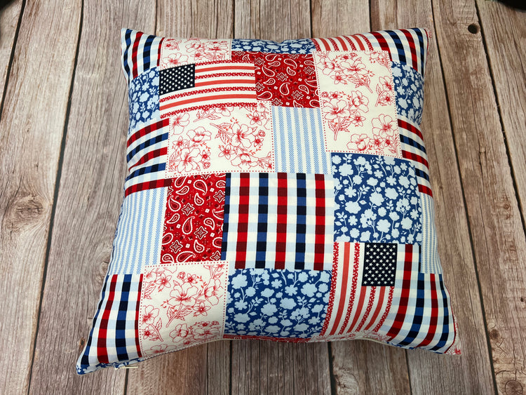 Patriotic Pillow Cover - Patchwork