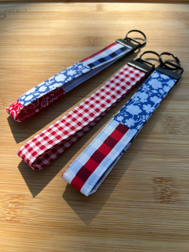 Patriotic Fabric Wristlet Keychain