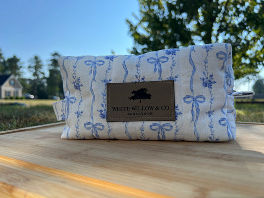 Blue Floral Toile Quilted Boxed Pouch